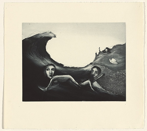 Artist: b'Shead, Garry.' | Title: b'The wave' | Date: 1994-95 | Technique: b'etching and aquatint, printed in blue-black ink, from one plate' | Copyright: b'\xc2\xa9 Garry Shead'