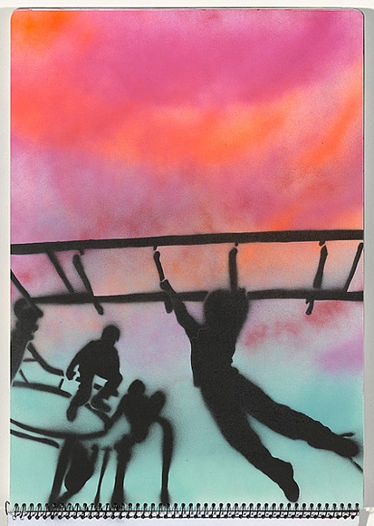 Title: b'Chickenpox' | Date: 2003-2004 | Technique: b'stencil, printed with colour aerosol paint, from multiple stencils'