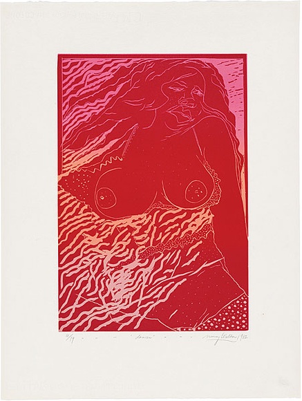 Artist: b'WALKER, Murray' | Title: b'Dancer.' | Date: 1982 | Technique: b'linocut, printed in colour, from two blocks'