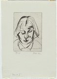 Artist: b'MADDOCK, Bea' | Title: b'Head I' | Date: 1964 | Technique: b'drypoint, printed in black ink with plate-tone, from one copper plate'