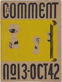 Artist: UNKNOWN, Artist | Title: A Comment - no.13, October 1942 | Date: October 1942 | Technique: linocut, printed in yellow and black ink, from two blocks; letterpress text