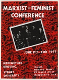 Artist: b'Wooten, Vicki.' | Title: b'Marxist=feminist conference' | Date: 1977 | Technique: b'screenprint, printed in colour, from multiple stencils'