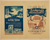 Artist: b'Burdett, Frank.' | Title: bCover: Bickford's proprietaries price list. | Date: 1922 | Technique: b'lithograph, printed in colour, from multiple stones [or plates]'