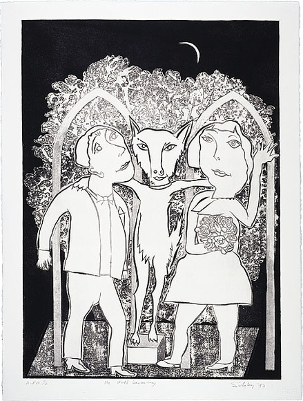 Artist: b'Sibley, Andrew.' | Title: b'The wolf ceremony' | Date: 1997, May | Technique: b'etching, printed in black ink with plate-tone, from one plate'