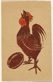 Artist: b'Bell, George..' | Title: b'(Cock and football).' | Technique: b'linocut, printed in black ink, from one block'