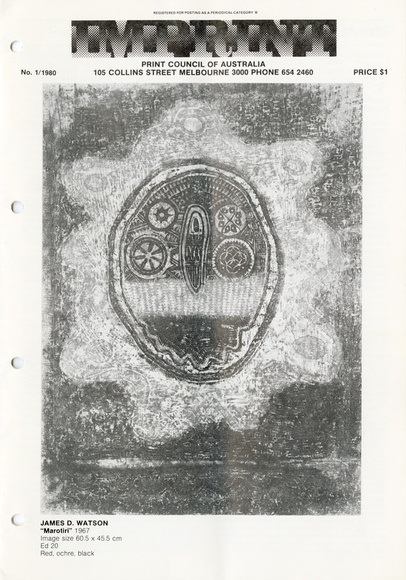 Artist: b'PRINT COUNCIL OF AUSTRALIA' | Title: b'Periodical | Imprint. Melbourne: Print Council of Australia, vol. 15, no. 1,  1980' | Date: 1980