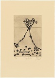 Artist: b'Olsen, John.' | Title: b'Frog and the lake' | Date: 1976 | Technique: b'sugarlift and engraving, printed in black ink with plate-tone, from one zinc plate' | Copyright: b'\xc2\xa9 John Olsen. Licensed by VISCOPY, Australia'