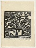 Artist: b'Ratas, Vaclovas.' | Title: b'Landscape' | Date: 1953 | Technique: b'wood-engraving, printed in black ink, from one block'