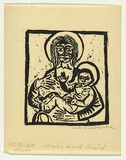 Artist: Groblicka, Lidia. | Title: Mary and child | Date: 1958 | Technique: linocut, printed in black ink, from one block