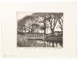 Artist: b'PLATT, Austin' | Title: b'Bridge over pond, Centennial Park' | Date: 1978-80 | Technique: b'etching, printed in black ink, from one plate'