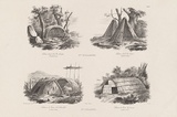 Artist: Sainson, Louis de. | Title: New Holland and New Zealand huts. | Date: 1833 | Technique: lithograph, printed in black ink, from one stone