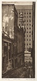 Artist: b'IRVING, Tony' | Title: b'Hosier Lane' | Date: 1990 | Technique: b'etching and aquatint, printed in brown ink, from one plate'