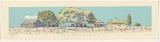 Artist: b'Walls, Bill.' | Title: b'Farmyard lake terrace East Mt. Gambier.' | Date: 1986 | Technique: b'screenprint, printed in colour, from eight stencils'