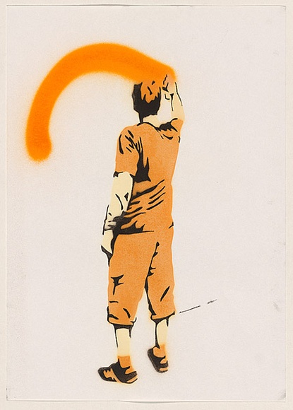 Artist: b'Dodd, James.' | Title: b'Not titled [spray II].' | Date: 2003 | Technique: b'stencil, printed in colour, from three stencils'