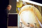 Title: b'Tim Maguire presenting his paper at The 7th Australian Print Symposium, National Gallery of Australia, October 2010.' | Date: 2010