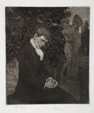 Artist: LINDSAY, Lionel | Title: Norman Lindsay at Artarmon | Date: 1911 | Technique: aquatint, etching and burnishing, printed in warm black ink, from one plate | Copyright: Courtesy of the National Library of Australia