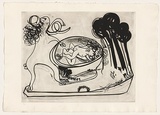 Artist: BOYD, Arthur | Title: (Potter with beast and trees). | Date: 1960-70 | Technique: etching and aquatint, printed in black ink, from one plate | Copyright: This work appears on screen courtesy of Bundanon Trust