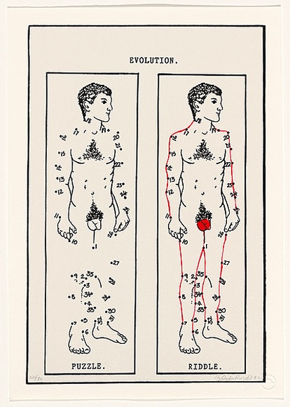 Artist: Russell, Belinda. | Title: Men 'do' have external genitals. | Date: 1992 | Technique: lithograph, printed in colour, from three stones