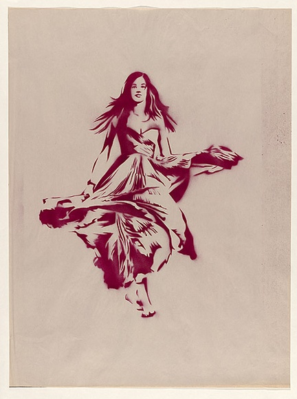 Artist: b'MONKEE,' | Title: b'Bella.' | Date: 2004 | Technique: b'stencil, printed in purple ink, from one stencil'