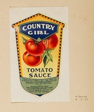 Artist: b'Burdett, Frank.' | Title: b'Label: Country Girl, tomato sauce.' | Date: 1927 | Technique: b'lithograph, printed in colour, from multiple stones [or plates]'