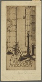 Artist: Coleman, Constance. | Title: Bookplate: J. Ringland Anderson. | Date: 1940s | Technique: etching and drypoint, printed in brown ink with plate-tone, from one plate