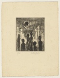 Artist: b'Lempriere, Helen' | Title: b'Ceremony to the sun' | Date: c.1955 | Technique: b'drypoint, printed in black ink, from one plate'