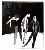 Artist: b'BALDESSIN, George' | Title: b'Performers and tinsel.' | Date: 1966 | Technique: b'colour etching and aquatint'