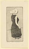 Artist: b'WILLIAMS, Fred' | Title: b'Lady' | Date: 1955-56 | Technique: b'etching, aquatint, engraving and drypoint, printed in black ink, from one copper plate' | Copyright: b'\xc2\xa9 Fred Williams Estate'