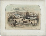 Artist: GILL, S.T. | Title: Circular Quay, Sydney. | Date: 1856 | Technique: lithograph, printed in black ink, from one stone; hand-coloured