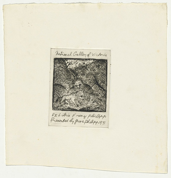 Artist: BOYD, Arthur | Title: Book plate: Franz Philipp. | Date: c.1971 | Technique: etching, printed in black ink, from one plate | Copyright: Reproduced with permission of Bundanon Trust