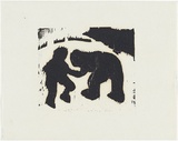 Artist: b'MADDOCK, Bea' | Title: b'Fighting figures' | Date: 1963 | Technique: b'relief-etching, from one copper plate; woodcut, from three blocks'