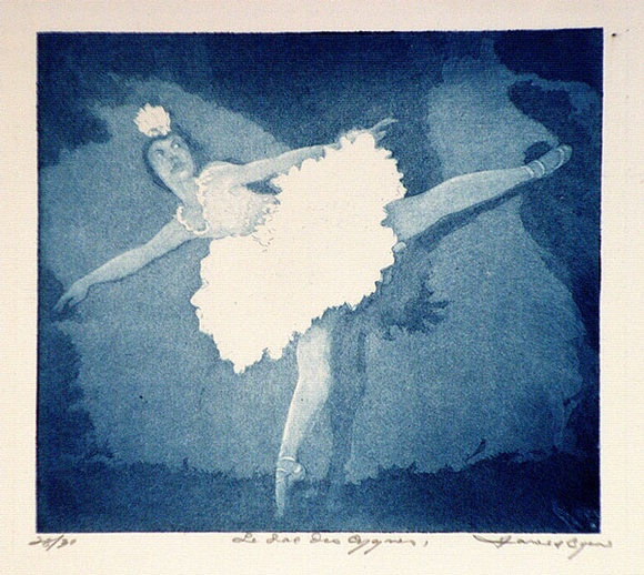 Artist: b'Byrne, Harold.' | Title: b'Le lac des cygnes (Swan Lake).' | Date: 1937 | Technique: b'etching and aquatint, printed in blue ink, from one copper plate'