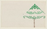 Title: b'Card: Christmas tree' | Technique: b'screenprint, printed in green and gold, from two stencils'