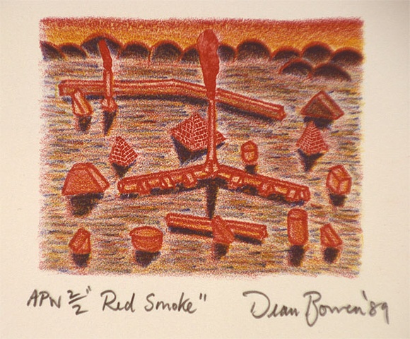 Artist: b'Bowen, Dean.' | Title: b'Red smoke' | Date: 1989, December | Technique: b'lithograph, printed in colour, from three stones'