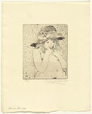 Artist: b'WALKER, Murray' | Title: b'Pensive Jennifer' | Date: 1965 | Technique: b'etching, printed in black ink, from one plate'