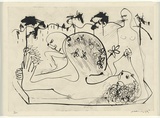 Artist: BOYD, Arthur | Title: Sleeping potter with tree decoration. | Date: (1968-69) | Technique: etching and aquatint, printed in black ink, from one plate | Copyright: Reproduced with permission of Bundanon Trust