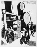 Artist: b'Buzacott, Nutter.' | Title: b'On deck.' | Date: 1931 | Technique: b'wood-engraving, printed inblack ink, from one block'