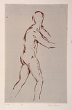 Artist: b'Sumner, Alan.' | Title: b'Nude walking' | Date: c.1945 | Technique: b'screenprint, printed in colour, from three stencils'