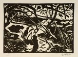 Artist: b'Hawkins, Weaver.' | Title: b'(Plant forms?)' | Date: 1934 | Technique: b'linocut, printed in black ink, from one block' | Copyright: b'The Estate of H.F Weaver Hawkins'