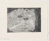 Artist: Ciccone, Valerio. | Title: not titled II (reptitlian face) | Date: 1991, October | Technique: lithograph, printed in black ink, from one stone