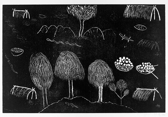 Artist: Artist unknown | Title: not titled [No.37] | Date: 1990 | Technique: woodcut, printed in black ink, from one block