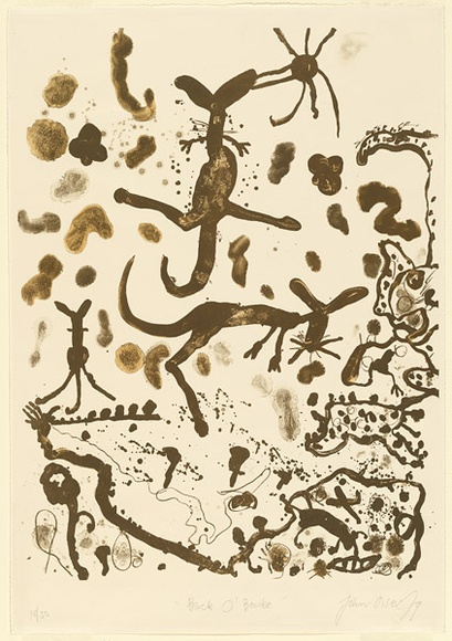 Artist: b'Genis, Fred.' | Title: bBack o' Bourke. | Date: 1979 | Technique: b'lithograph, printed in colour, from two plates' | Copyright: b'\xc2\xa9 John Olsen. Licensed by VISCOPY, Australia'