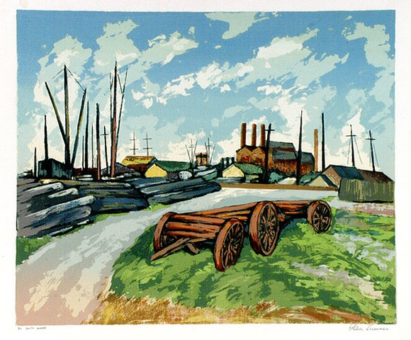 Artist: b'Sumner, Alan.' | Title: b'By South wharf' | Date: 1946 | Technique: b'screenprint, printed in colour, from 16 stencils'