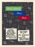 Artist: b'Allan, Micky.' | Title: b'Hand-coloured photo show. Tin Sheds...Party / Opening.' | Date: 1979 | Technique: b'screenprint, printed in colour, from four stencils' | Copyright: b'\xc2\xa9 Micky Allan. Licensed by VISCOPY, Australia'