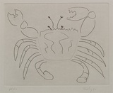 Artist: Risley, Tom. | Title: not titled [crab] [set of 3 etchings #1] | Date: 1990 | Technique: etching, printed in black ink, from one plate; with embossing