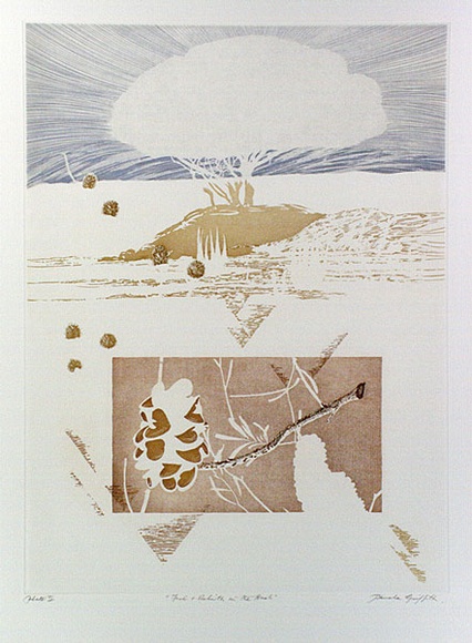 Artist: b'GRIFFITH, Pamela' | Title: b'Fire and rebirth in the bush' | Date: 1989 | Technique: b'hardground-etching and aquatint, printed in colour, from one copper plate' | Copyright: b'\xc2\xa9 Pamela Griffith'