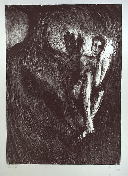 Artist: b'Guy, Sandra.' | Title: b'not titled [seated nude figure]' | Date: 1987 | Technique: b'lithograph, printed in black ink, from one stone'