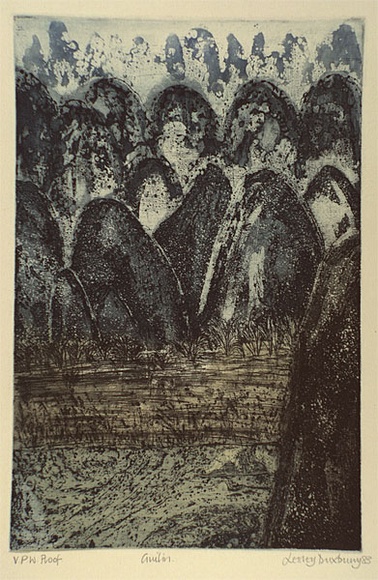 Artist: b'Duxbury, Lesley.' | Title: b'Guilin' | Date: 1983 | Technique: b'etching and aquatint, printed in blue and black ink, from one plate'