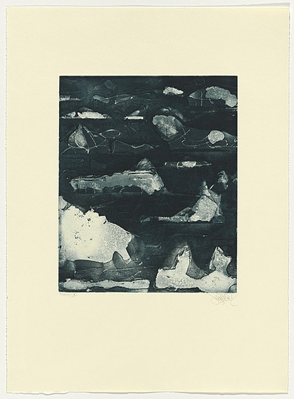 Artist: b'SCHMEISSER, Jorg' | Title: b'Against the dark' | Date: 2003 | Technique: b'etching, printed in blue/black ink, from one plate' | Copyright: b'\xc2\xa9 J\xc3\xb6rg Schmeisser'