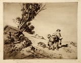 Artist: LINDSAY, Lionel | Title: Mates | Date: 1922 | Technique: drypoint, printed in brown ink, with plate-tone,from one plate | Copyright: Courtesy of the National Library of Australia